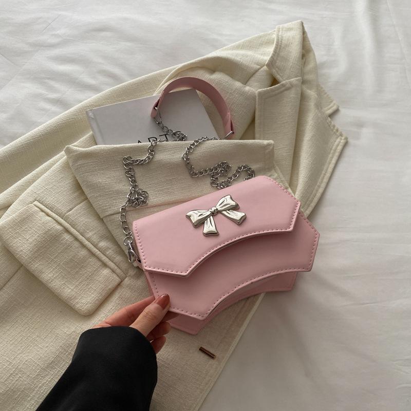 Women'S Gentle Texture Bow Chain One Shoulder Messenger Bag Women'S Spring Small Square Bag Foreign Style Women