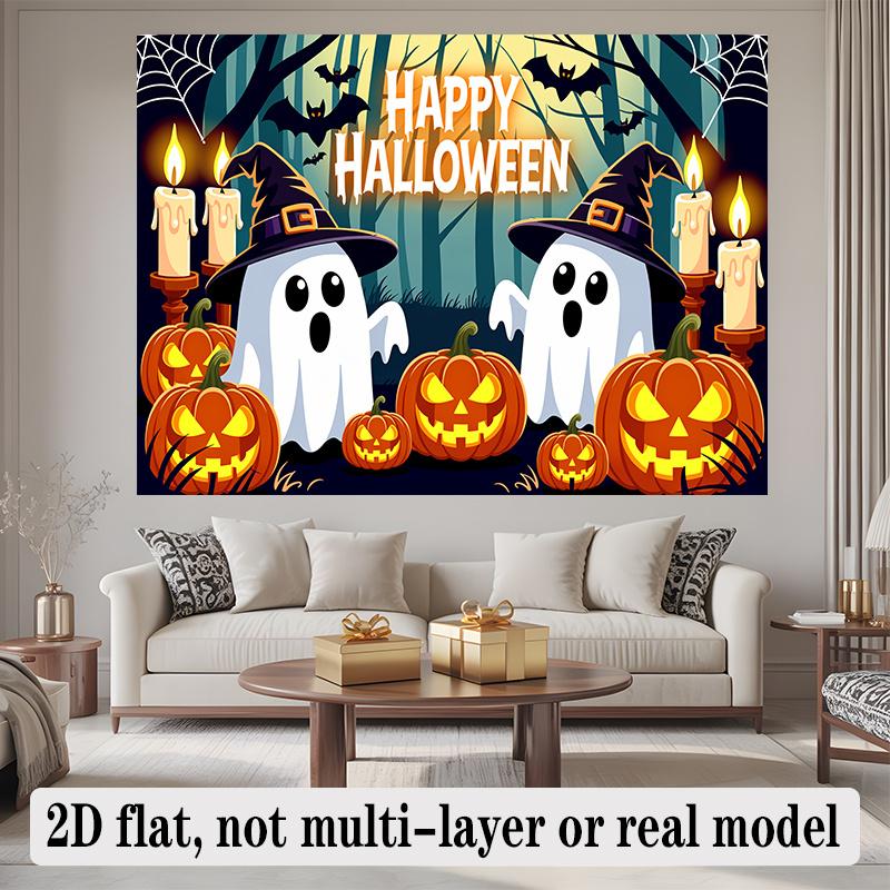 Party Backdrop Halloween Flat Banners Spooky Ghosts Pumpkins Celebrations Wedding Enthusiasts Photo Booth Decor Front Door Decor