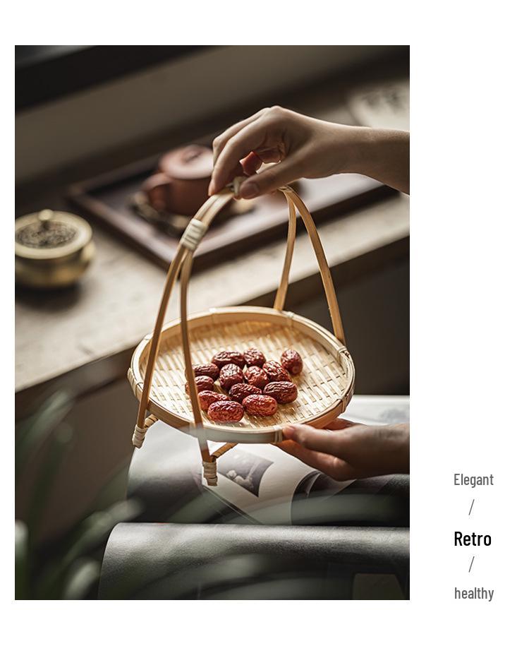 Bamboo Woven Dessert and Pastry Display Plate