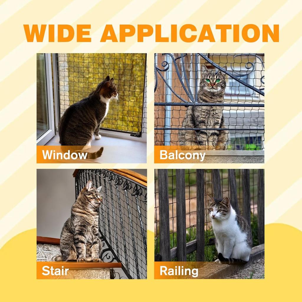 Safety Cat Netting-Cat Anti Fall Netting,Garden Net Anti Bird Net with Wire Reinforce,Bite Resisant Cat Net Fence for Balcony