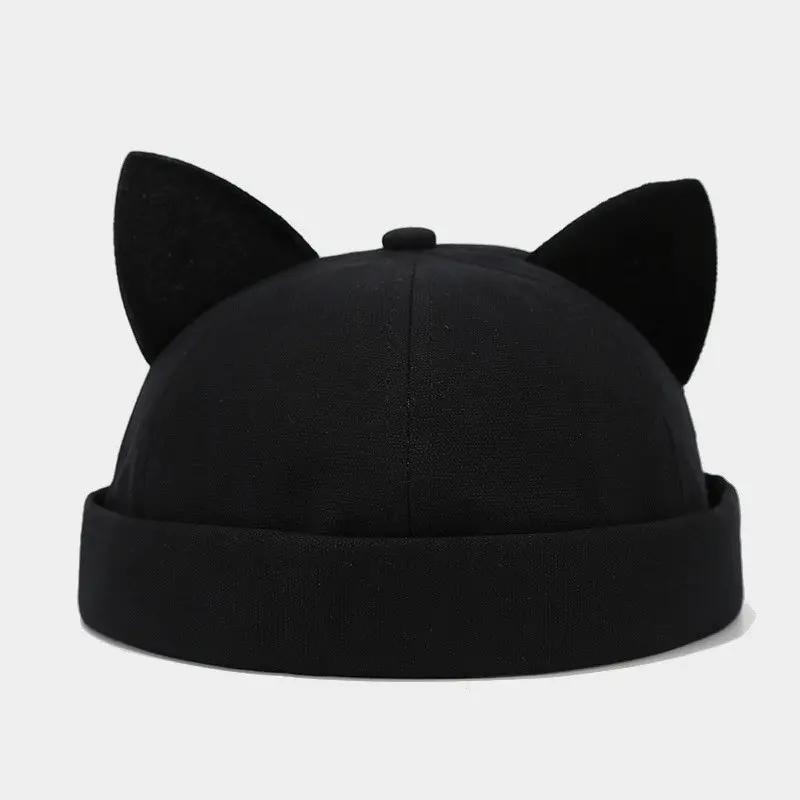 

LDSLYJR Four Seasons Cotton Cartoon Docker Cap Brimless Hat Skullies Beanie Hats Landlord Sailor Cap Men and Women 06 56-60cm wear чорний