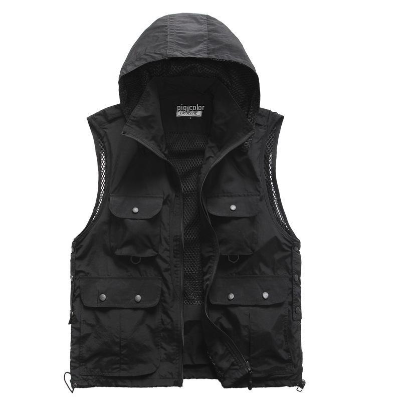 

Мужской жилет без рукавов с несколькими карманами и логотипом для уличной фотографии и волонтерства XXXXL