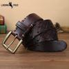 Belt Men's Korean-Style Retro Hollow-out Distressed Leather Pin Buckle Thick First Layer Cowhide Trendy Unique Pure Copper Belt