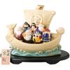 Ale-net Figurine: Seven Lucky Gods and a Treasure Ship (Cream Color) W10cm X D18cm X H16cm. Auspicious Item for Good Fortune and Prosperity. Made of S