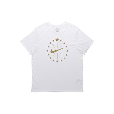 Metallic Gold Logo Dri-Fit Basketball Short Sleeve T-Shirt Men Tops White 913343-100