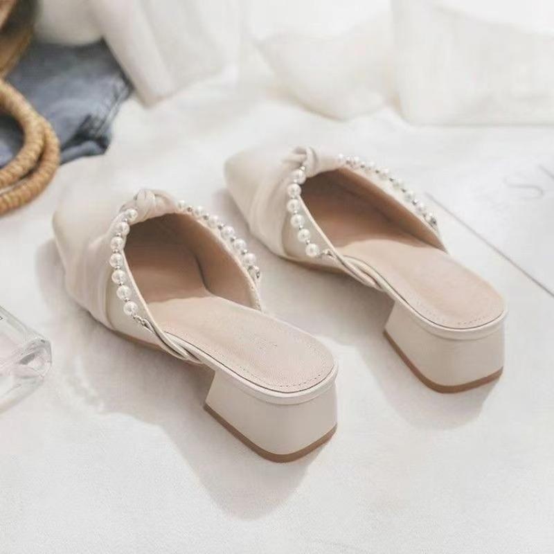 Women's Headband Sandals, Women's High-heeled Shoes, Thick Heel Shoes, Medium Heel Shoes, Lazy Shoes