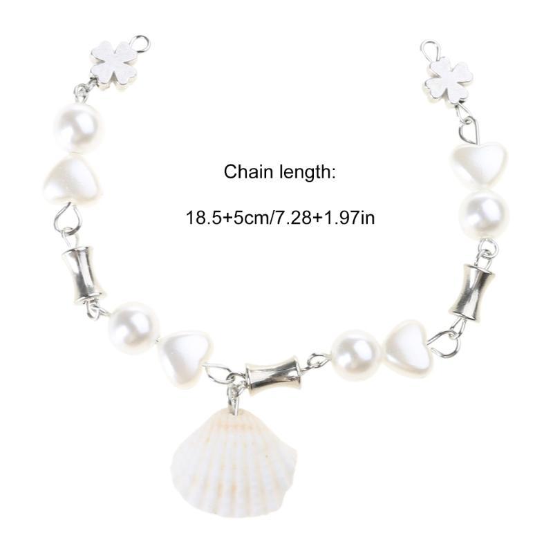 New Bracelet Women's Lucky Clovers Four-Leaf Flower Crystal Bracelet Shell Pearl Bead Hand Chain Jewelry Bangles Gift