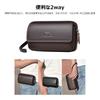 Whatna Leather Mini Second Small Waist Thick Genuine Leather Perfect for and Other Black Men's 2-Way Bag, Pouch/Belt Pouch, Clutch/Handbag, Business,