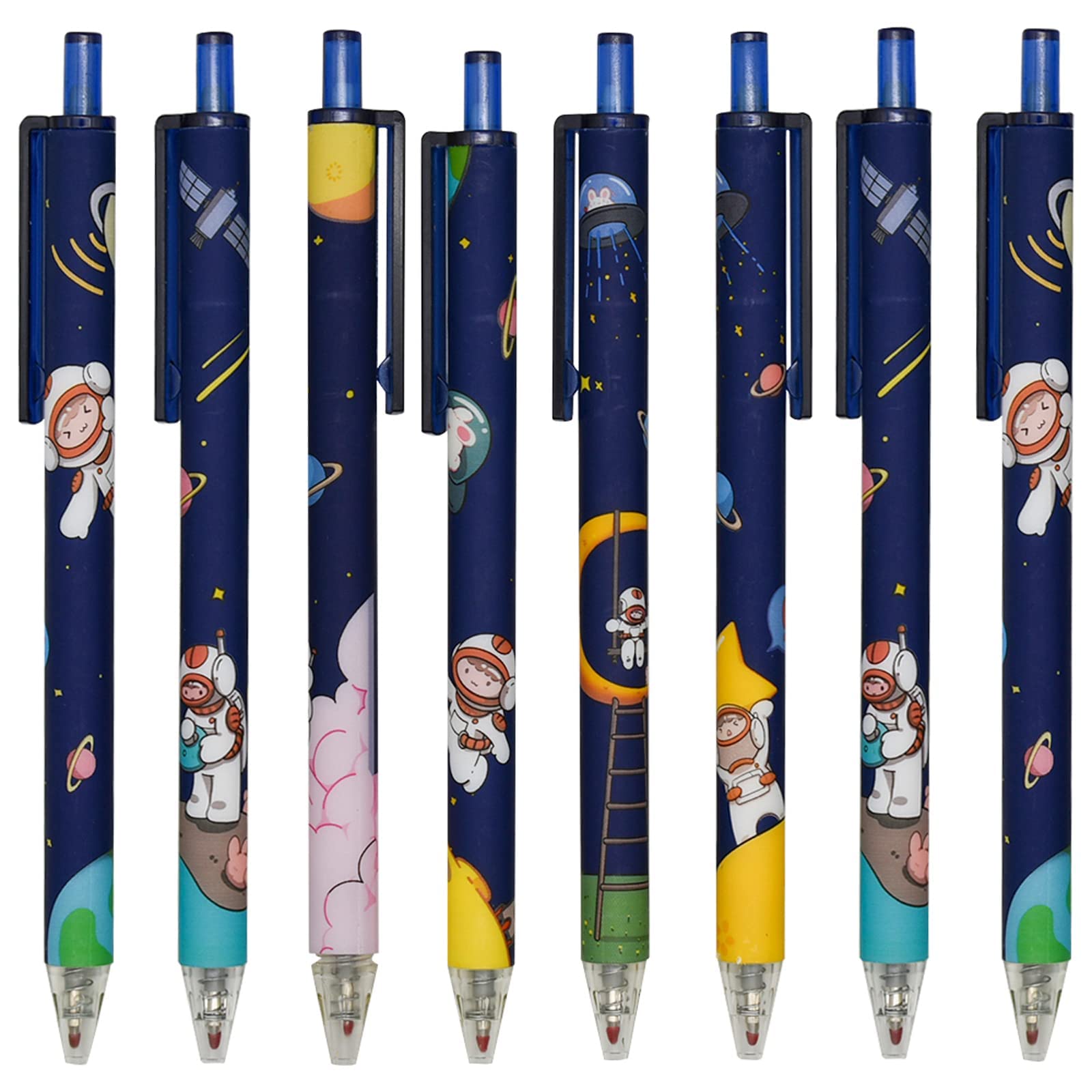 

Набор из 12 шариковых ручек Maydahui Stylish Astronaut Knock Type Black Cute Space Gel Ballpoint Pen, милый подарок для детей и студентов 0,5 мм