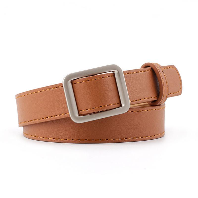 Faux Upscale Womens Leather Belt With Refined Rectangle Silver Buckle In Classic Black And Elegant Colors