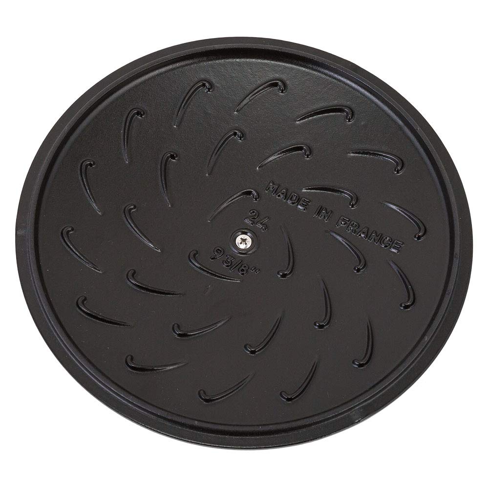 Staub Braiser Saute Pan 24cm IH Compatible Enamel Pot Pot Stylish Heat Retention Black Braiser Drop Structure Round Black [Staub Pot] Two-Handed