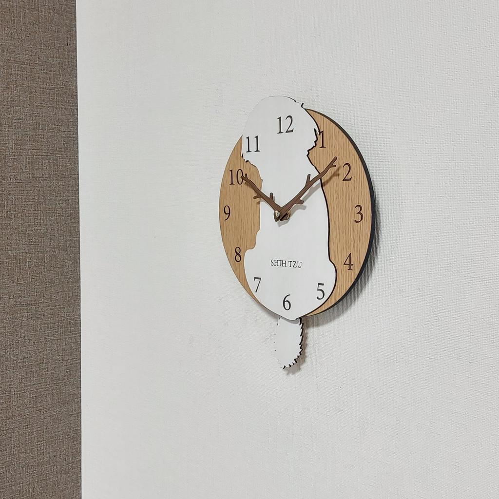 Pendulum Clock, Overflowing Dog Design, Wall Clock, Shih Tzu Dog, Stylish Wooden Analog Wall Clock, Silent, Wall Decor, Bedroom, Home, Room Decoration