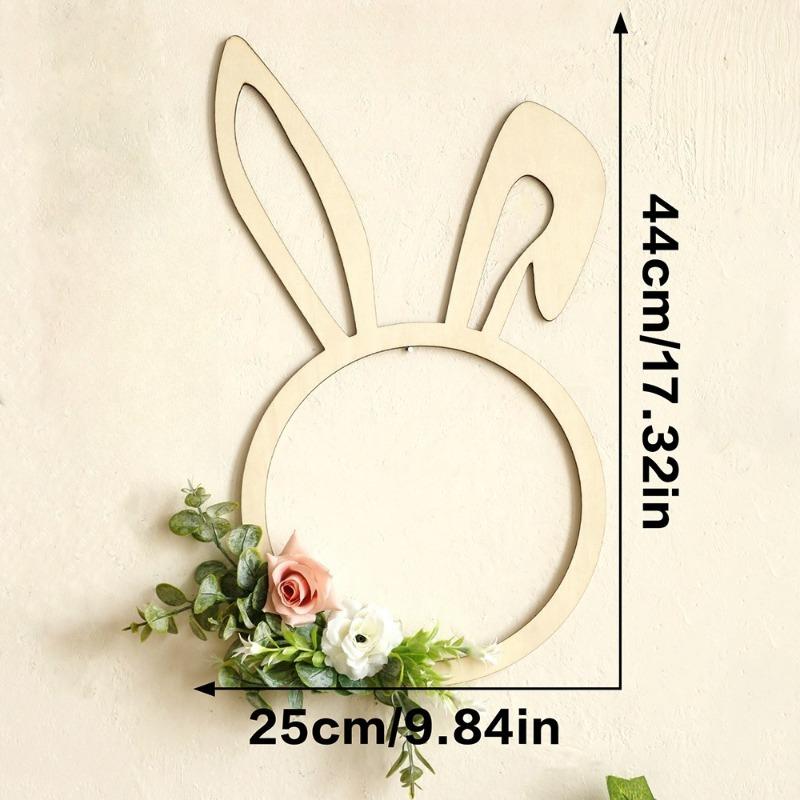 

1pcs Bohemian Wooden Bunny Shape Wreath Creative Artificial Flower Decoration Minimalist Home Living Room Bedroom Wall Decor хаки