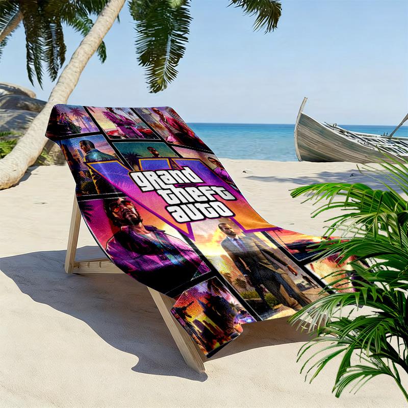 Vibes Vice City beach towel Outdoor camping soft Absorbent bath towel quick-drying swim towel Outdoor pool towel Comfort beach towel printing