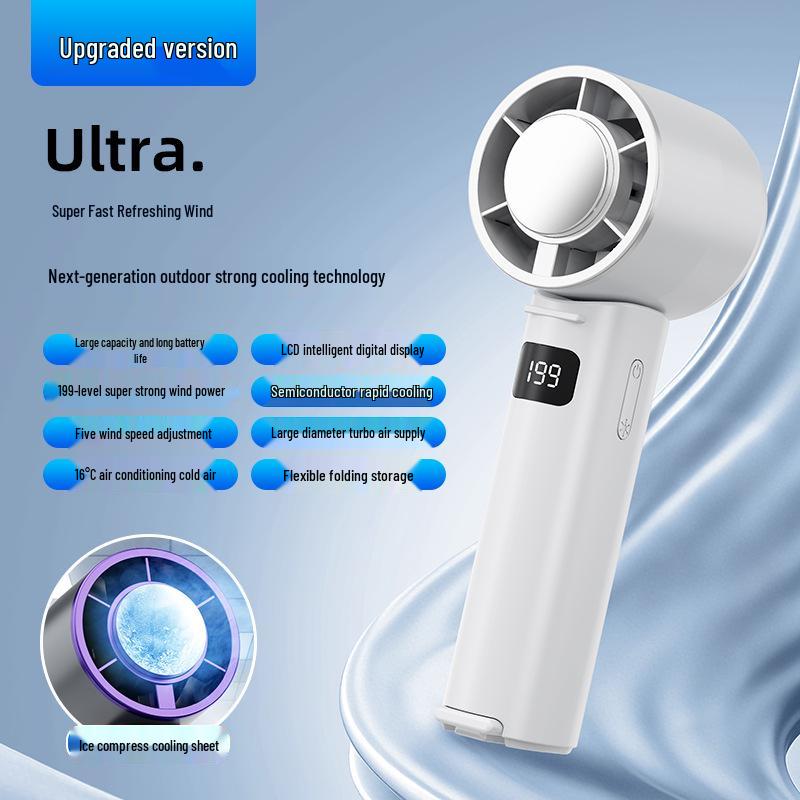 

Turbo 199-speed USB Handheld & Neck Fan: Portable, Foldable, with Ice Pack – New Model Without Cooling белый