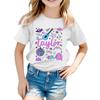 Summer Round Neck 3D Guitar Printed Top Fashionable Casual Short Sleeved Children's Girl T-shirts