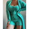 2026 Women's Plush Three-Piece Lace-Up Pajama Set - Casual Home Wear
