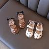 Kids Sandals for Toddlers Girls Little Children Half Sandals PU Leather with Dots Bow-knot Sweet Princess Hollow Cute Flat Shoes