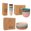 Wheat Straw Dinnerware Set Eco-friendly Safety Plates Cups Bowels Home Party Tableware Set Outdoor Camp Candy Colour Gift