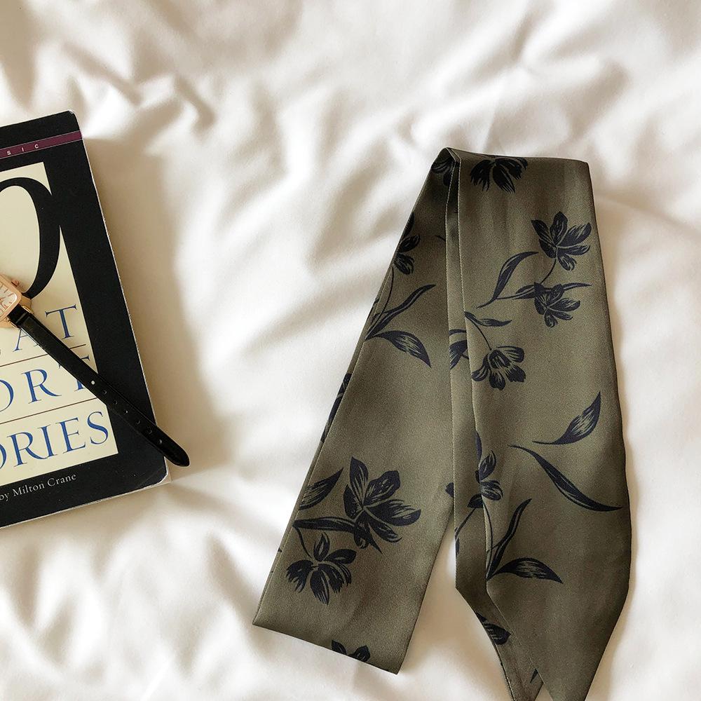 "2022 Retro Hong Kong Floral Silk Scarf Headband: Versatile, Long, Decorative, Literary Style"