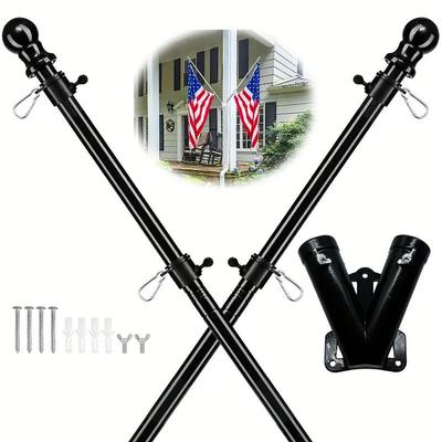 1.8m Rotating Stainless Steel Flagpole, 5-Section, Anti-Tangle, Wall-Mountable, Outdoor Use