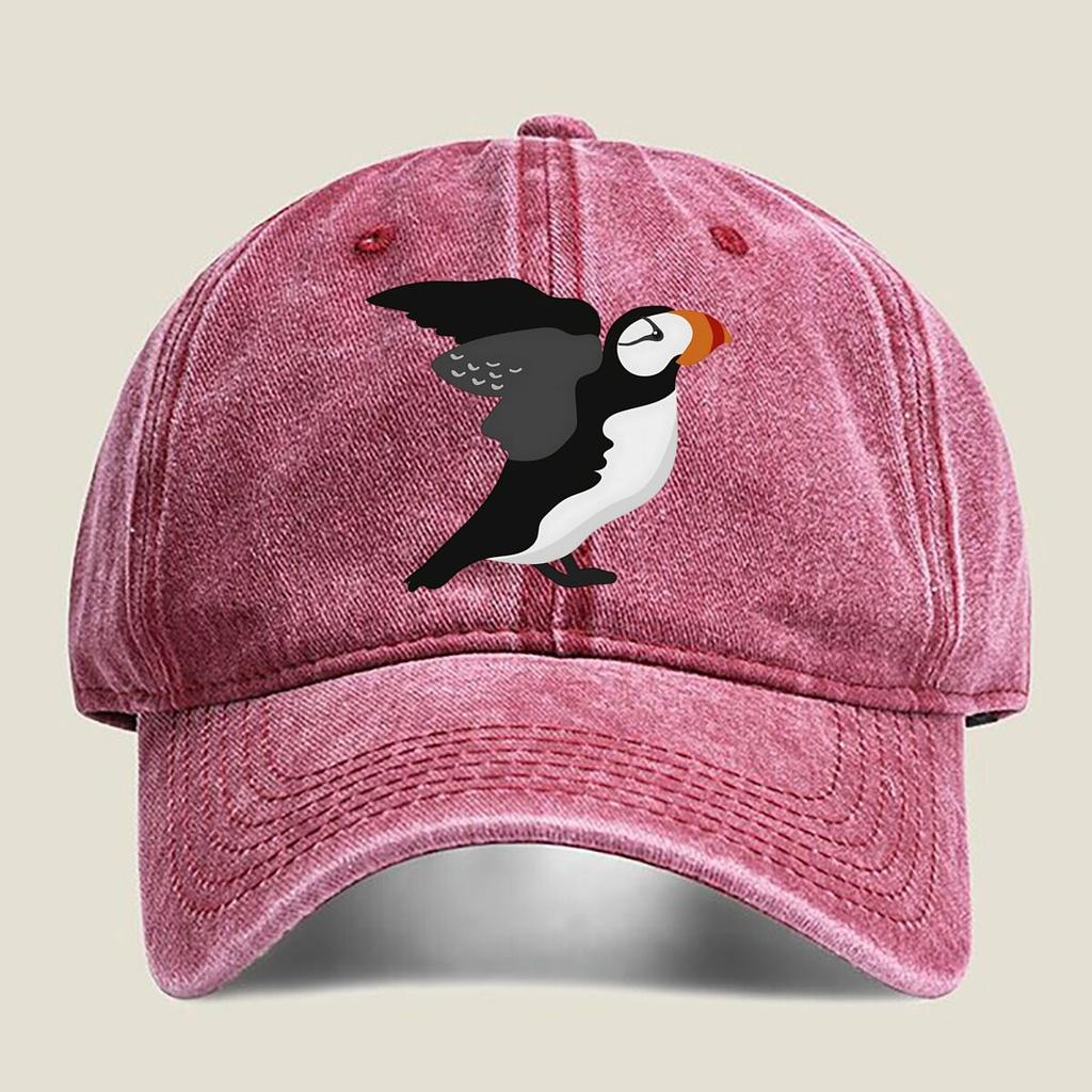 Puffin Bird Orange Beak Design Baseball Cap Unisex Women Distressed Washed Sun Cap Outdoor Workouts Hat