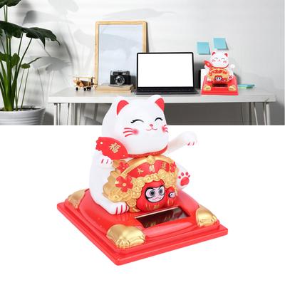 Winkende Katze Arm Solarbetrieben Lichtsensor Reichtum Begrüßend Glückskatze Dekoration für Zuhause Auto Armaturenbrett Einzugsgeschenk