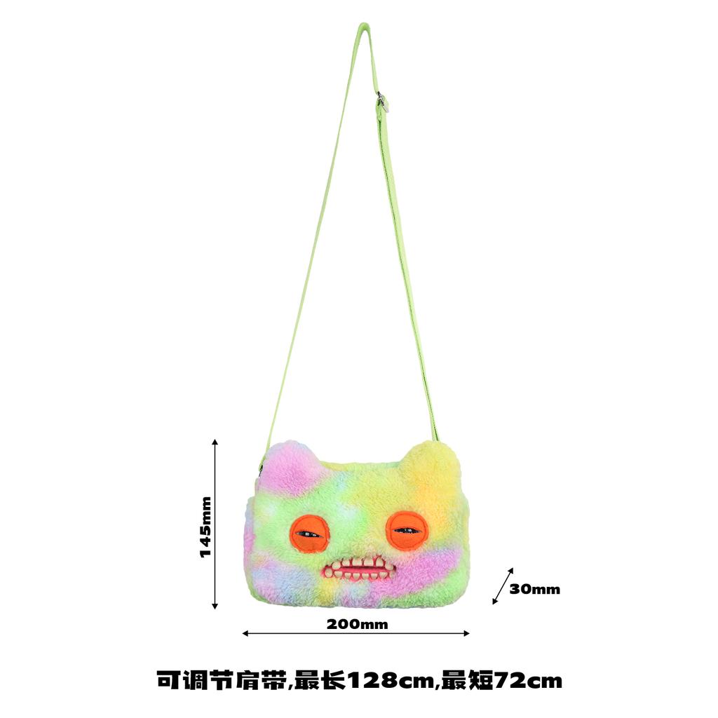 Ugly Cute Monster Plush Crossbody Bag With Teeth Animal Doll Shoulder Purse Small Wallet