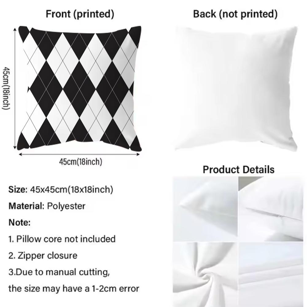 Diamond Pattern Cushion Cover Soft & Easy-Wash Pillow Case – Versatile For Couch, Bed, Travel And Office
