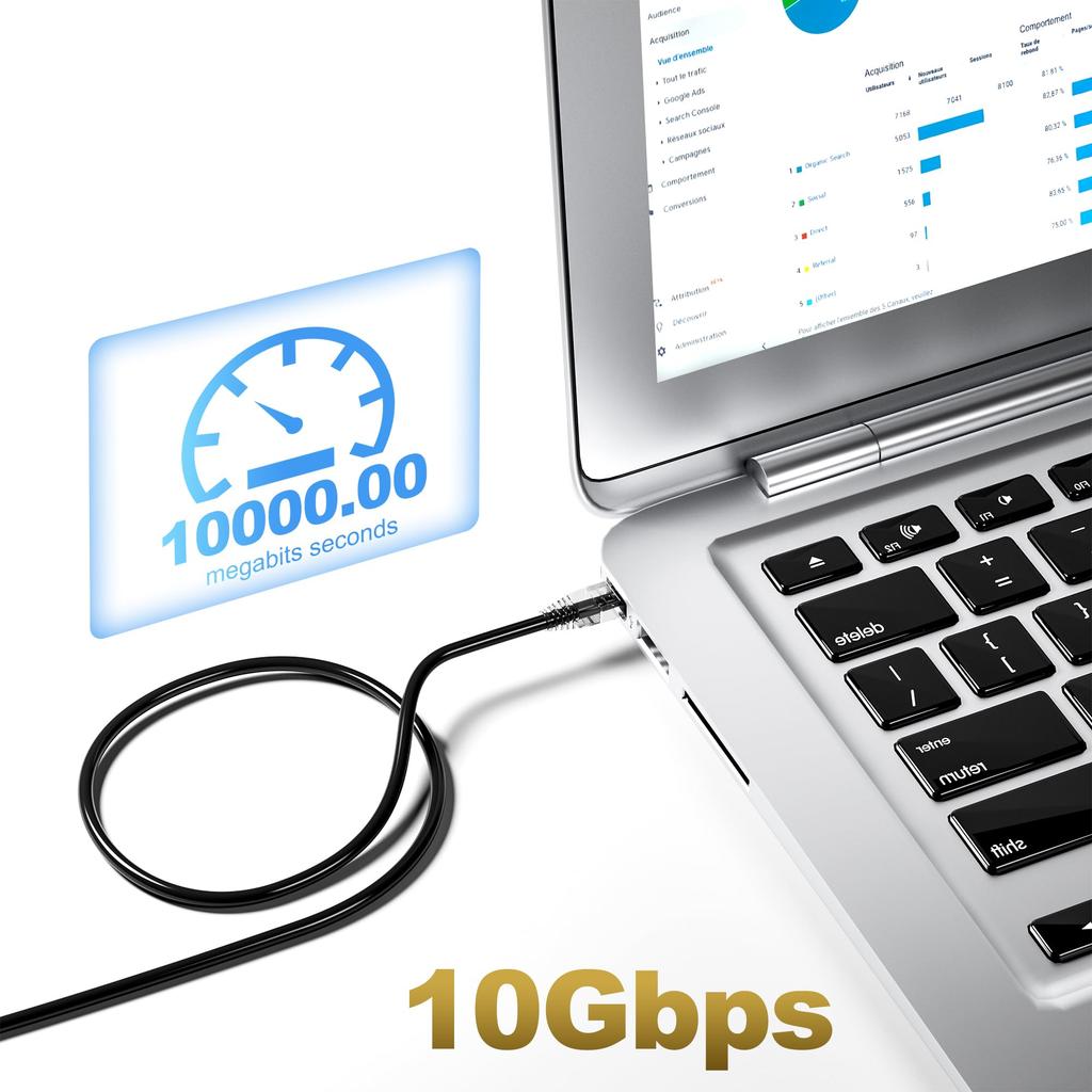 Cat6 Wired LAN Slim Highly RJ45 Backward Compatible with and for Indoor and Outdoor Use 10-Pack 0.5m Cables, Design, Flexible, Connector, Cat6a, Cat8,