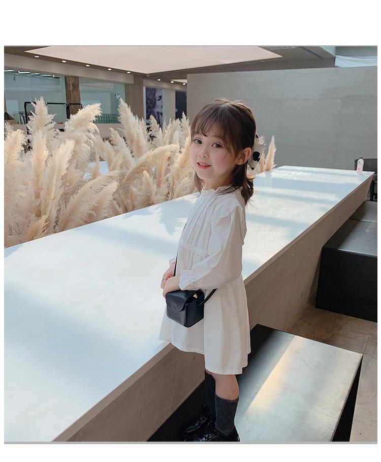 Spring 2026 Girls' White Long Sleeve Mori Style Princess Dress - Fresh & Elegant for Small and Medium Children