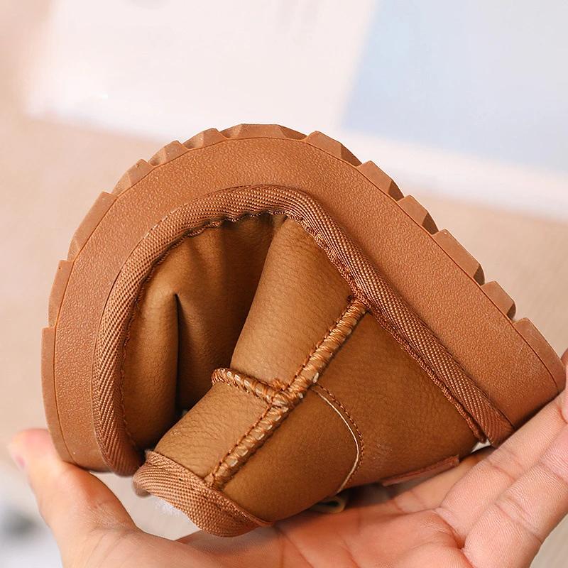 Children's Shoes Snow Boots Unisex Winter Boys Thick Plush Shoes Solid Girls Warm Shoes Kids Short Boots Student H07092