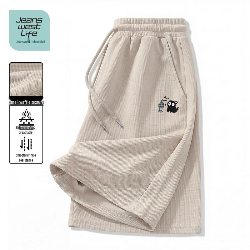 JEANSWEST LIFE Men s Loose Waffle Cartoon Shorts M