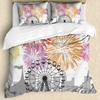 Ferris Wheel Comforter Cover Set Colorful Ferris Duvet Cover Bedding Set 3pcs for Kids Boys Soft Quilt Cover with 2 Pillowcase