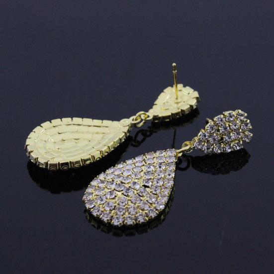 Women Creative Charm Water Drop Shaped Earrings Rhinestone Decoration Jewelry