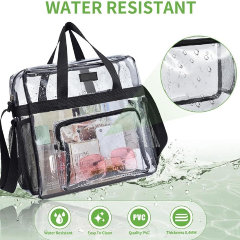 Large Capacity Pvc Transparent Bag Portable Washing Bag Clear Tote Multi Pocket Handbag