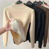 Office-lady Dolcevita Solido Maglione Donna Autunno Inverno Casual Pile Addensato Caldo Pullover Moda Loose Fit Soft Top 29760