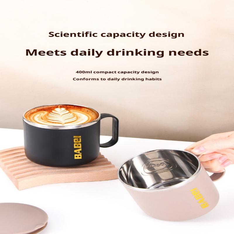 304 Edelstahl Thermobecher Doppelschichtig Hitzebeständig Vakuumflasche 400ml Mit Deckel Kaffeetasse Büro