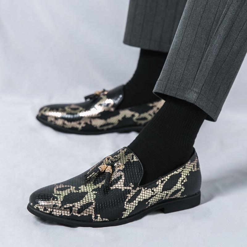 Schwarz Grün Quaste Formelle Slipper Herren Bequem Schlangenmuster Leder Für Männlich Flach Lässig Business Schuhe Zapatillas Hombre