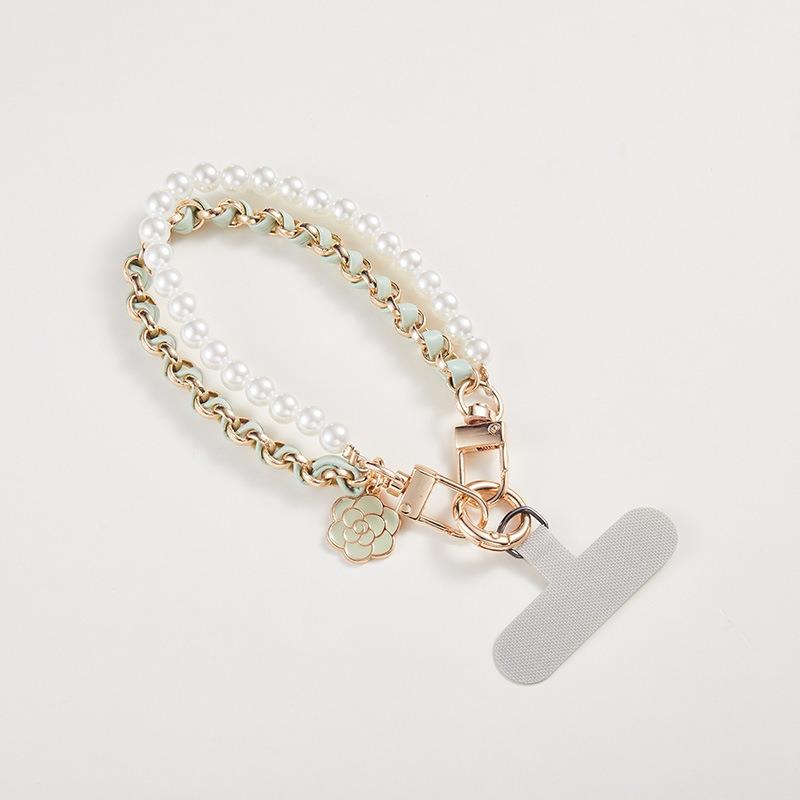 Women Fashion Pearl Wrist Mobile Phone Lanyard Chain Accessory