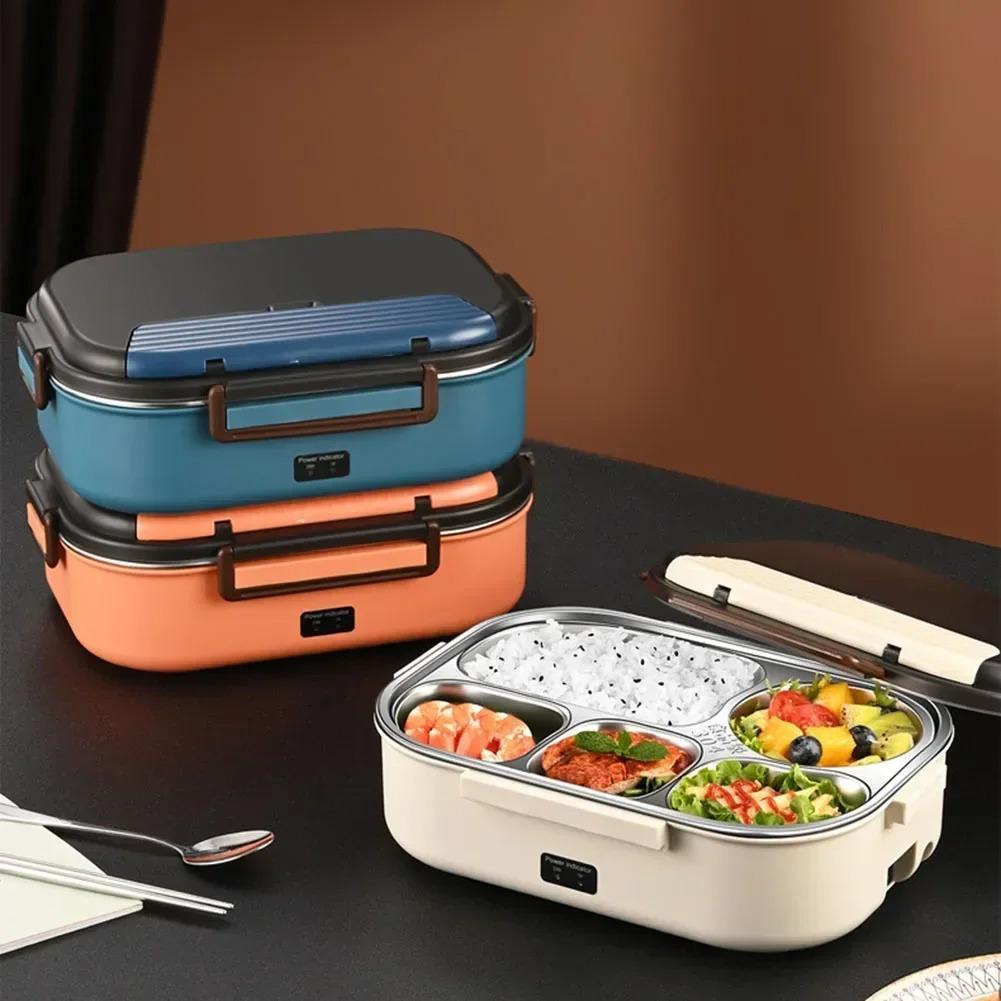 Portable Electric Heated Lunch Box for Home Car Office Rice Cooker 304 Stainless Steel Food Heater Bento Heating Food Container