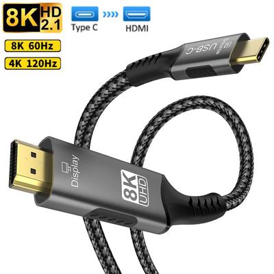 כבל USB C ל-HDMI 8K@60Hz 4K@120Hz Type C ל-HDMI 2.1 תואם Thunderbolt 3/4 כבל HDTV עבור iPhone 16/15 MacBook Huawei