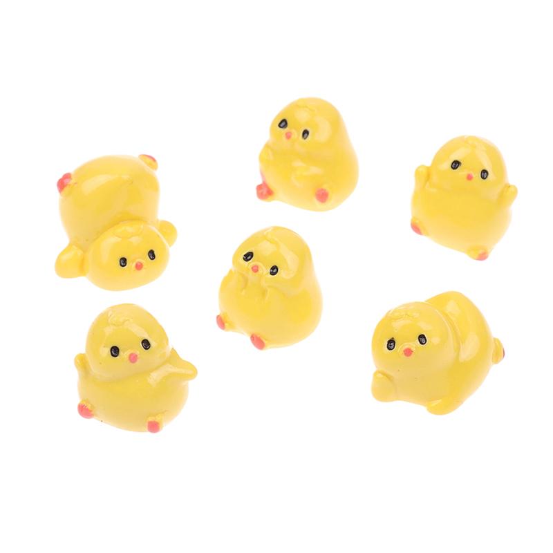 3/6Pcs Resin Ornaments For Auto Interior Dashboard Button Home Bedroom Office Living Room Mini Yellow Chick Car Decoration Gift
