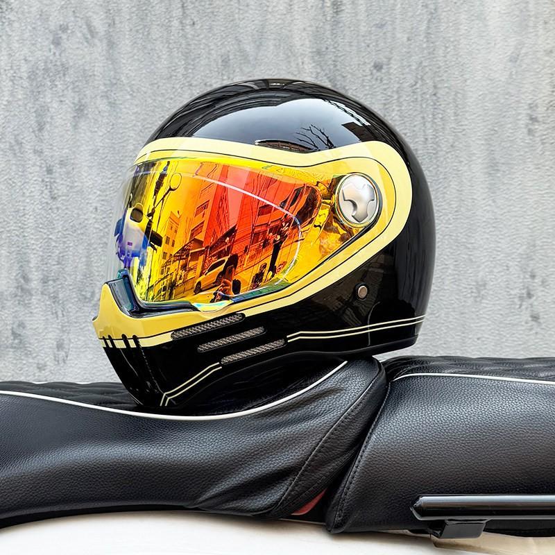 DOT ECE Certified Full Face Motorcycle Helmet Men Women Cruiser Bike ABS Shell With Bluetooth Slot Dual Lens