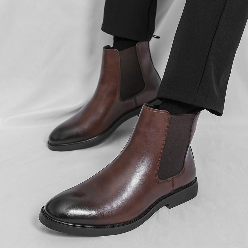 Men's Chelsea Boots Casual Ankle Boots Slip On Leather Walking Shoes for Men Winter Boots 2025 New Non-Slip Casual Shoes