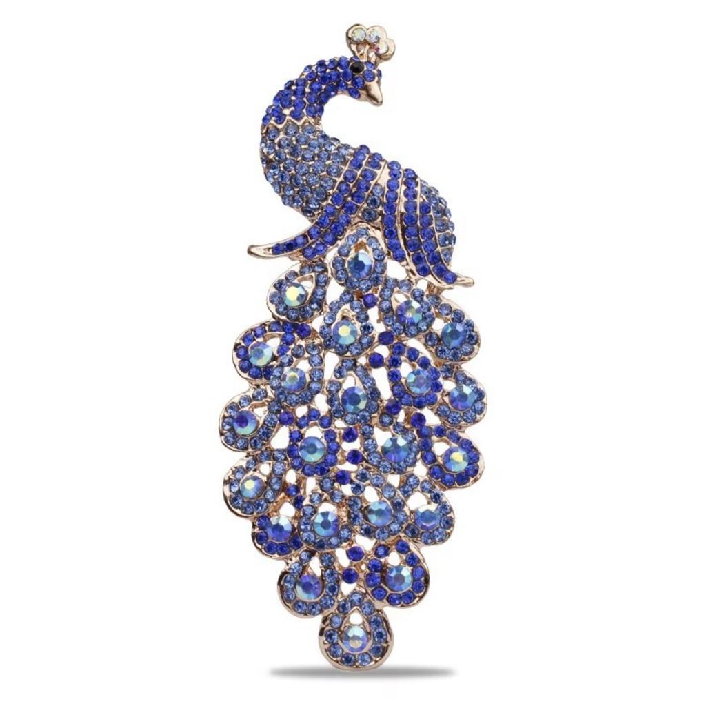 Peacock Brooch: Elegant Enamel Animal Pin New Vintage- High-Grade Alloy Brooch With Diamond-Studded Crystal