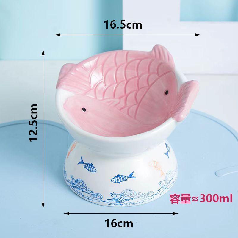 Cute Ceramic Cat Bowl,Tall Neck Protection,Anti-knock,Leak-proof Oblique Mouth,Anti-black Chin Cat Dog Food Basin,Pet Supplies
