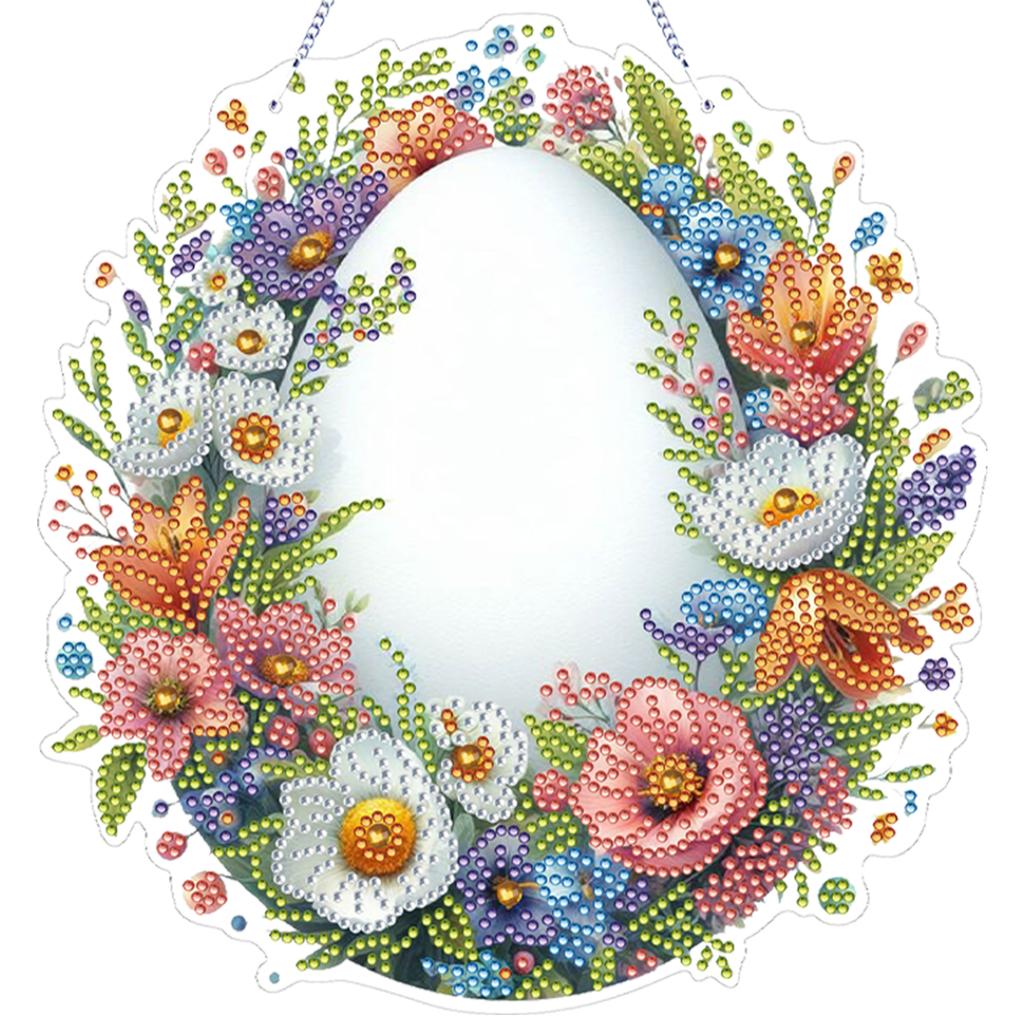 Easter Flower 2D Flat DIY Diamond Art Pendant Acrylic Hanging Gem Art Paintings Charm Double-Side Print Single Side Drill