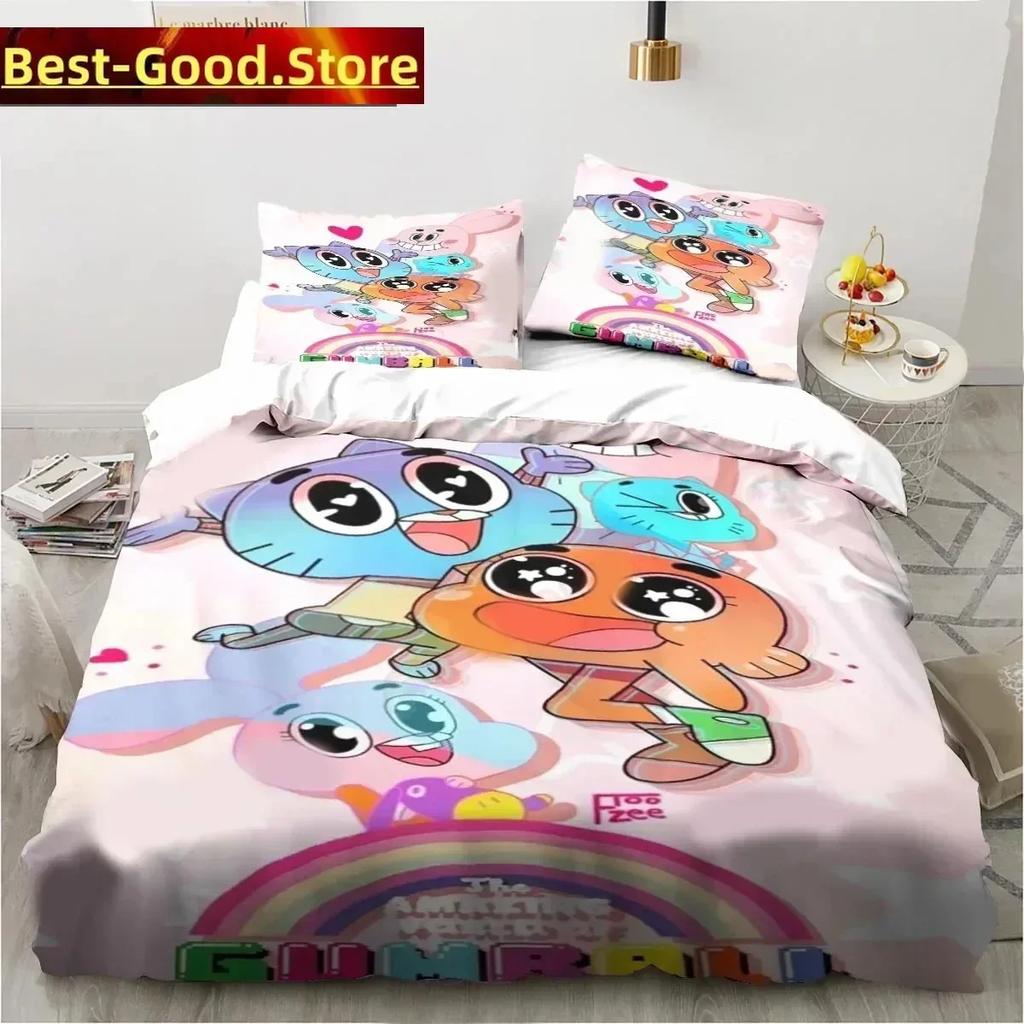 Cartoon The Amazing World Bedding Set Gumball Boys Girls Twin Queen King Size Duvet Cover Pillowcase Bed boys Adult