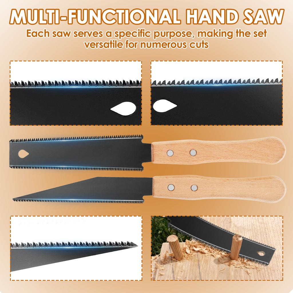 1/2 Pcs Wood Cutting Hand Saw SK5 Steel Woodworking Hand Saws Single/Double Sided Fine Tooth Wood Saw for Woodworking Hand Tools